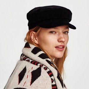 Zara Black Baker Boy Hat 